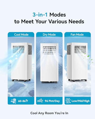 Image of Portable Air Conditioners 14,000 BTU, 3-in-1 Portable Air Conditioner for Rooms Up to 750 sq.ft. with Cool, Fan, Dehumidifier, Sleep, 24H Timer, Portable AC Unit with App /WiFi /Remote for Bedrooms