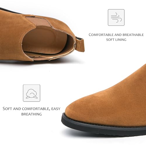 Men'S Suede Ankle Boots Retro Round Toe Chunky Heel Slip-On Low-Top Business Work Short Boots Casual Work Formal boot3