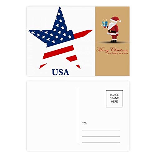 Cartes postales Père Noël et drapeau américain pour vœux de fin d'année