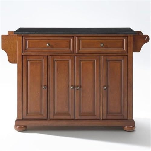 Pemberly Row Traditional Wood Kitchen Island with Granite Top in