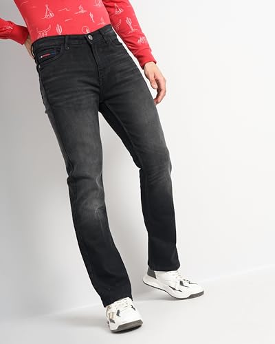 Image of The Indian Garage Co Men Bootcut Solid Mid-Rise Stretchable Jeans