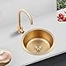 Single Bowl Bar Sinks Black round Sink Kitchen Renovation Pool round Single Sink with Hot and Cold Faucet Mixer Taps Washbasin Sink, 32 x 32 cm, Gold