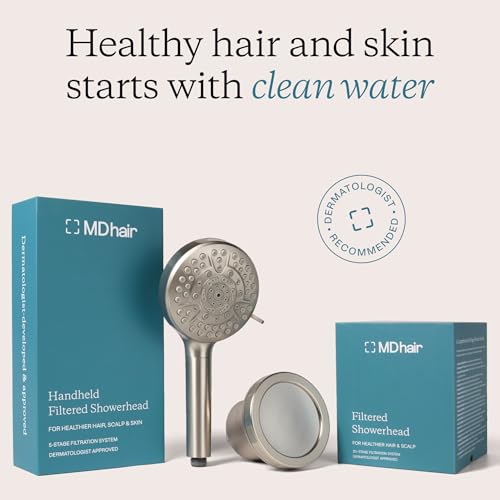 Image of MDhair Mounted & Handheld Filtered Showerhead Bundle for Healthier Hair & Skin - Multi-Stage Filter Removes Chlorine & Heavy Metals, Dermatologist-Formulated Shower Head Filter for Hard Water