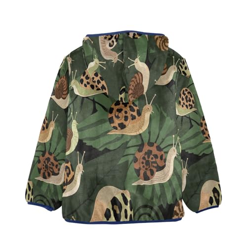 Snails on Green Leaves Pattern Toddler Fleece Jacket Girl Boys Hooded Fleece Jacket Coat Warm Outwear Zip-up 3-10T2