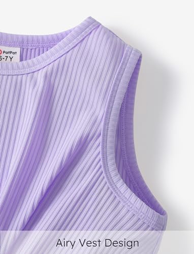 PATPAT Girls Kids Solid Cute Athletic Dance Shirts Tank Crop Tops Preppy Clothes Outfits for Girls Size 6-12Y4