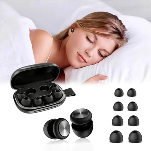 Ohrstöpsel zum Schlafen, Ultrabequeme geräuschreduzierende Ohrstöpsel, wiederverwendbare Gehörschutz Schlafen Ohrenstöpsel für Schlaf, Konzentration, Reisen, 8 Ohrstücken in 4 Größen (XS/S/M/L)