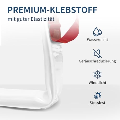 XEEINC 5M Türdichtung Dichtungsband Selbstklebend, 10mm(B) x 10mm(D) Haustür Tür Dichtung, Wasserdicht Abdichtungsband Türrahmen Türdichtung Gummi für Fenster Tür - Weiß