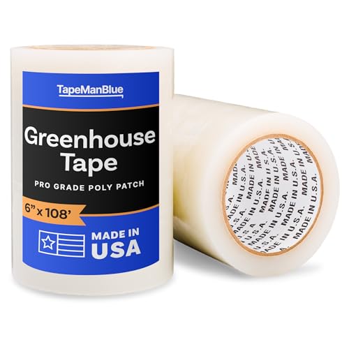 6 x 108 Roll of Greenhouse Repair Tape Made in USA Heavy Duty Clear Poly Patch Tape for Repairing Greenhouses and Plastic Sheeting UV Resistant Polyethylene Film for Seaming & Splicing