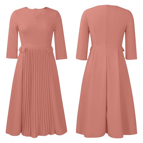 Image of Wear to Work Midi Dress for Women Business Casual A-line Dress Elegance Church Outfits