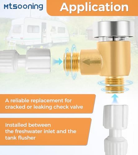 Image of 571-VAC-CHK-A RV Vacuum Breaker Check Valve, Brass RV Backflow Preventer, Camper Trailer Flusher Tank Valve for Black Tank System,1 /2 DN Male