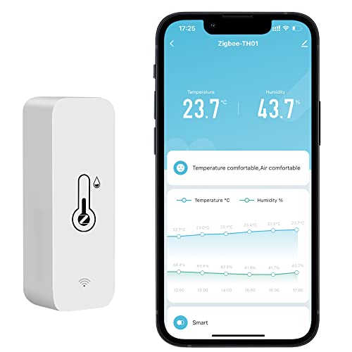 Comboss Zigbee Capteur de température et d'humidité sans fil intérieur et extérieur avec notifications d'application à distance et compatible avec...