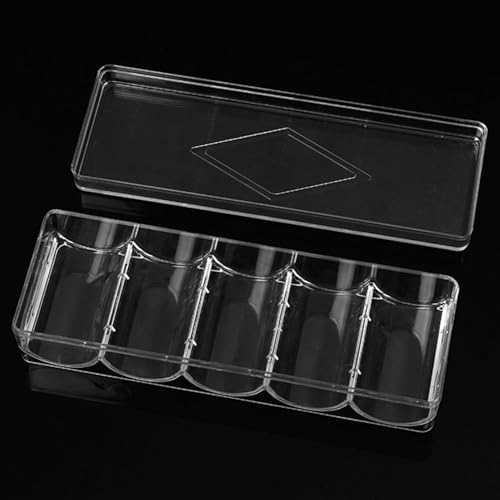 Porta del chip da poker - set vassoio per chip poker acrilico chiaro, rack da tavolo da gioco a 5 schede a griglia | Vassoi di stoccaggio in plastica trasparente per chip di argilla, organizzazione de