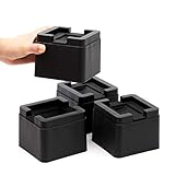 MIIX HOOM Stackable Bed and Furniture Risers 3 inch for Furniture Legs with Castor Wheels, Adjustable Heavy Duty Square Bed Lifts for Table Desk Couch, Black, Set of 4 (NOT for Recliner or Chair)