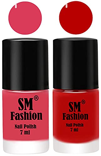 Image of Long Lasting Nail Polish | Nail Paint Combo 7 ml Each) - Set of 2 Rose-Red