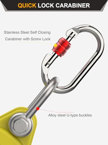 Image of 16FT Self Retracting Lifeline, Heavy Duty Fall Arrest Safety Lanyard, Dual Alloy Steel Hooks, ANSI /OSHA Compliant, Steel Wire Rope, SRL for Roofing & Construction PPE Gear