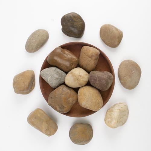 Image of 10LB Mixed Stones Pebbles River Rocks, Natural Beach Pebbles,1-2 Inch Decorative River Rocks for Landscaping Garden Paving Plant Rocks Crafting Walkways and Outdoor Decorative Stone