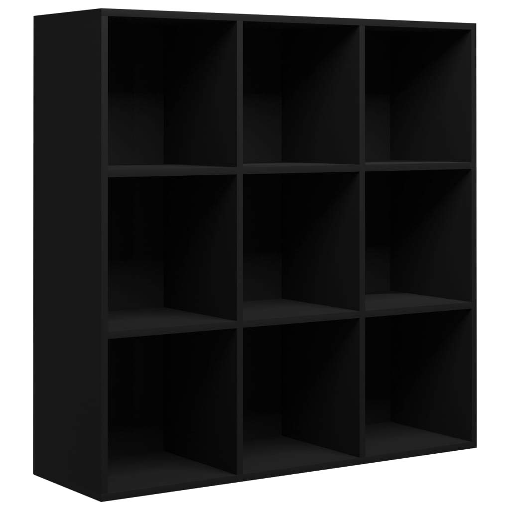 Regał na książki, czarny, 98 x 30 x 98 cm, płyta wiórowa, przechowywanie płyt DVD + CD, ścianka działowa do biura, salonu, regał na książki