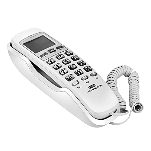 Teléfono fijo de pared con cable y pantalla de llamada entrante miniatura 1