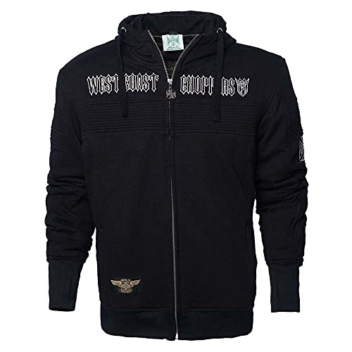 West Coast Choppers Men Zip Hoodie CFL Riding, Color:Black, Size:S