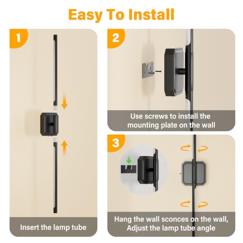 Image of Ollny Rechargeable Battery Operated Wall Sconces Set of Two with Remote Control, Dimmable & 3 Color Temperatures Wall Scones, 350 Rotatable Wireless Wall Lamps for Bedroom, Living Room, 28.7in