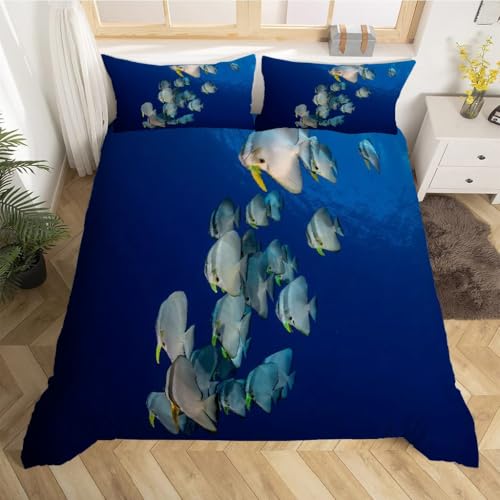 Housse de couette 160x200 ocean en microfibre fermeture eclair invisible et ultra douce - 3