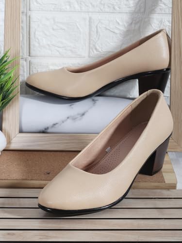 Image of Carlton London Women Comfortable Block Heel Pointed Toe Slip On Fashion Shoes for Daily use, Office use, Casual use