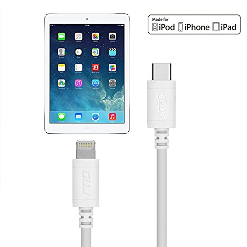 RND MFi Certified USB-C to Lightning 6ft Cable (6-Pack) for iPhone, iPad (Pro, Air, Mini) and iPod (6 Feet/1.8M/White)