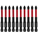 Treki 10pcs Puntas Magnéticas PH2 Puntas de Destornillador Phillips Antideslizantes 65mm Cruz Puntas Magnéticas S2 Destornillador de Puntas de 1/4 '' Vástago Hexagonal para Taladro Eléctrico