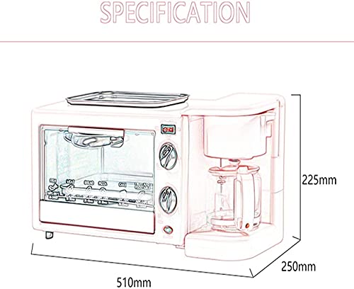 WYDMBH Mini-Öfen 3-in-1 Frühstücksstation Maker, Center Multifunktions-Retro-Familien-Kaffeemaschine mit Wasserkocher… – Bild 3