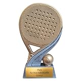 eberin – Padel Pokal 13 cm aus Resin im 2D-Look – sportliche Trophäe mit Schläger & Ball auf Sockel – kompakter Award für Vereine & Turniere – mit Gravurschild personalisierbar