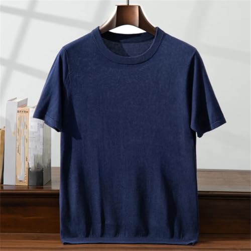 Men’S Knit Cashmere Silk Blend Pullover Sweater Round Neck Half Sleeve Casual Jumper Top3