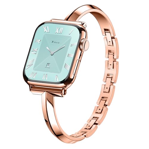 Image of Missair Thin Band Compatible with Apple Watch 38mm 40mm 41mm 42mm 44mm 45mm 46mm 49mm for Women, Slim Bracelet Designer Dressy Stainless Steel Metal Strap for iWatch Series 11 10 9 8 7 6 5 4 SE Ultra