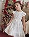 Arshiner Girls Ruffle Sleeve Dress Tiered Swing Casual Summer White Wedding Guest Sundress with Pockets