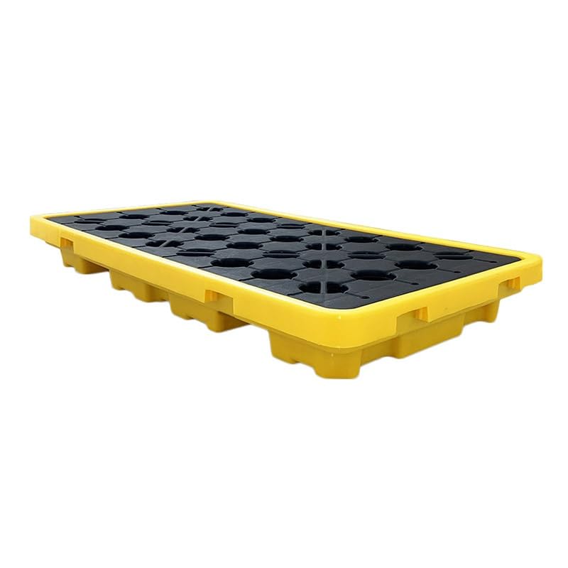 Industrial Spill Containment Pallet - Modular Stackable Drum Storage with Detachable Grating Tray and Leak-Proof Drain(66x36x12cm)