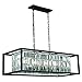 VAXCEL Catana 8L Crystal and Bronze Linear Chandelier Island Pendant Light Fixture