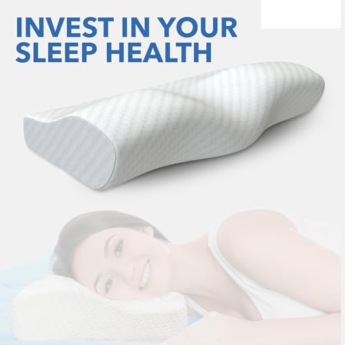 Image of Contour Cervical Neck Pillow for Pain Relief Sleep,Spinal Alignment, Neck Cushion with Memory Foam,Skin Friendly Cover, White (Pack of 1, Contour Cervical Pillow - White)