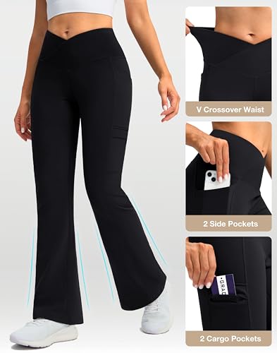 G Gradual Women's Fleece Lined Pants Water Resistant Winter Thermal Flare Leggings Hiking Snow Pants for Women 4 Pockets - image 5