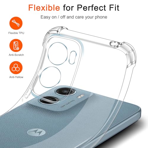 Image of Lustree Back Cover Transparent Case Compatible with Motorola Edge 40 | Clear + TPU Case with 4 Corner Air Cushion Protection & Camera Protection | Slim& Stylus Cover