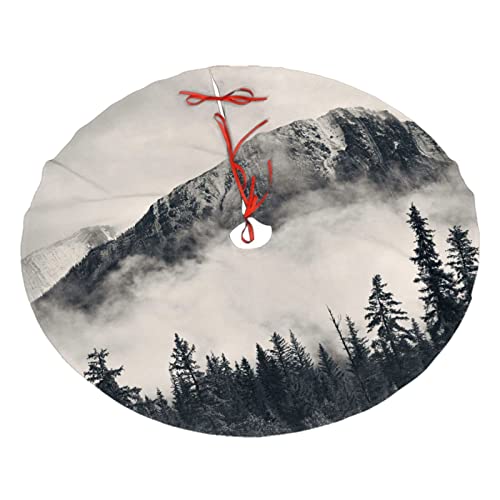 Jupe de sapin de Noël canadienne en peluche - 121,9 cm - Motif falaise des montagnes fumées - Décoration de sapin de Noël