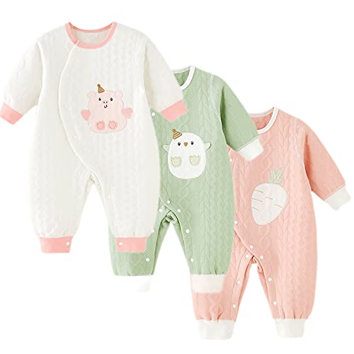 Image of Newborn Baby Boy Girl Organic Cotton Bodysuit Long Sleeve Jumpsuit 3-Pack Outfits Clothes,0-24Months