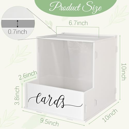 Image of White Card Box with Slot, Wedding Card Boxes for Reception with Flower Trough, Elegant Suggestion Box for Gift Cards Envelope, Perfect for Birthday Bridal Shower Graduation Party Table Decor