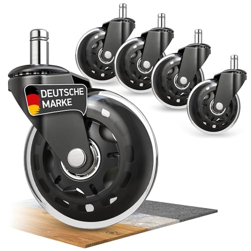 Bürostuhl Rollen 5er Set, Rollen für Bürostühle mit einem 11mm x 22 mm Stift, super leise, für Hartböden, Parkett, Teppich, Laminat, (Passt nicht für 1KEA) Bürostuhl Rollen 5er Set, Rollen für Bürostühle mit einem 11mm x 22 mm Stift, super leise, für Hartböden, Parkett, Teppich, Laminat, (Passt nicht für 1KEA)
