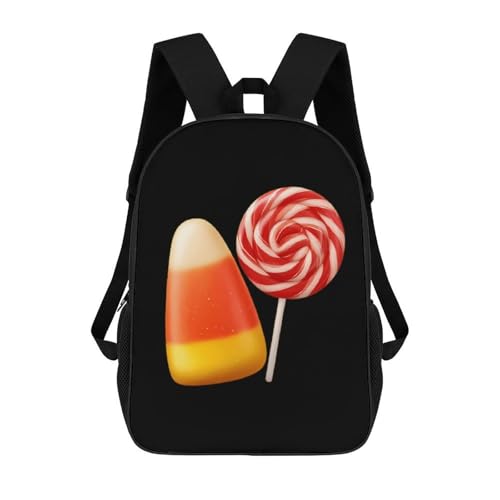 Candy Corn And Lollipop Classic 17 Inch Backpack Travel Daypack Casual Shoulder Bag with Adjustable Strap for Men Women