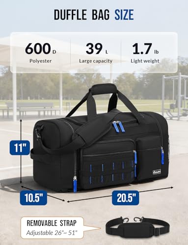 Gym Bag for Men Women with Shoes Compartment 3-in-1 Sports Travel Duffel Bag Multipurpose Weekender Overnight Backpack with Wet Pocket - Black - Image 3