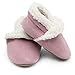 Dotty Fish Chaussons pour Tout-Petits et Jeunes Enfants. Pantoufles Suède. Rose Clair. 12-18 Mois (21 EU)