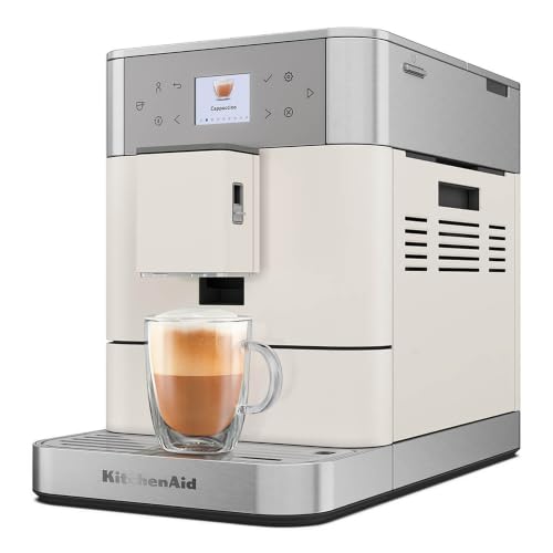 KitchenAid Kaffeevollautomat Maschine I KF6 I Heißgetränke von Espresso bis Cappuccino I mit 15 voreingestellten Getränken, automatischem Aufschäumen und Erwärmen von Milch (Weiss)