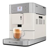 KitchenAid Kaffeevollautomat Maschine I KF6 I Heißgetränke von Espresso bis Cappuccino I mit 15 voreingestellten Getränken, automatischem Aufschäumen und Erwärmen von Milch (Weiss) – Ansicht 1