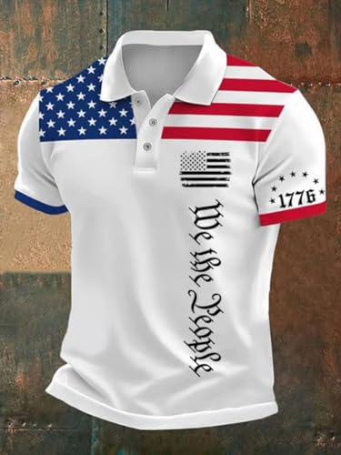 Faithgee Independence Day Flag We The People Polo Shirt Mens Freedom Since 1776 Tee2