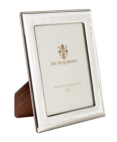 SEC OF FLORENCE 7217/13 x 18 Bilderrahmen aus massivem 925er Silber mit Rückseite aus Mahagoni-Holz