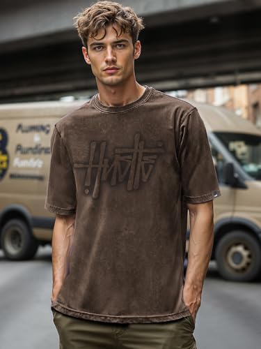 Image of Bewakoof Men's Cotton Typography Oversized Fit Half Sleeve Round Neck T-Shirt | Casual Wear | Street Wear | Oversized t Shirt for Men Cotton | Baggy